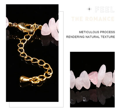 Change Better Natural Pink Quartz 3-5mm Irregualr Gravel Stone Strand Bracelet Women Trendy Chip Bead Energy Healing Jewelry