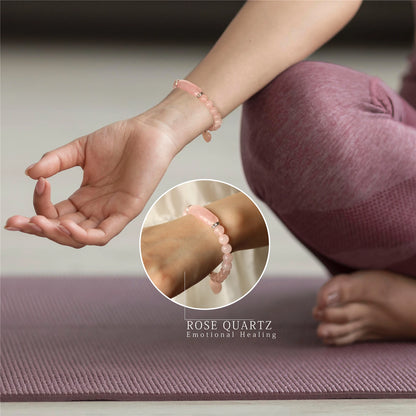 Natural Pink Rose Powder Crystal Quartz Natural Stone Stretch Bracelets Homme Purify the Soul Pulsera Jewelry Beads Lover Women