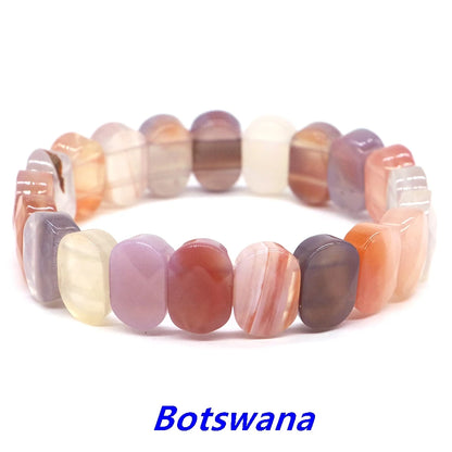 8x14mm New Natural Cut Square Beads Strand Elastic Bracelets Amethyst Healing Crystal Energy Rectangle Bangle Women Jewelry Gift