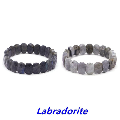 8x14mm New Natural Cut Square Beads Strand Elastic Bracelets Amethyst Healing Crystal Energy Rectangle Bangle Women Jewelry Gift