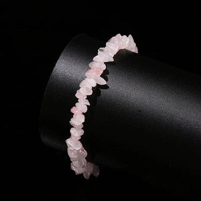 Change Better Natural Pink Quartz 3-5mm Irregualr Gravel Stone Strand Bracelet Women Trendy Chip Bead Energy Healing Jewelry