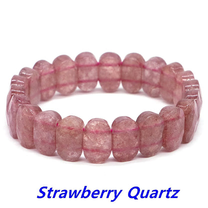 8x14mm New Natural Cut Square Beads Strand Elastic Bracelets Amethyst Healing Crystal Energy Rectangle Bangle Women Jewelry Gift