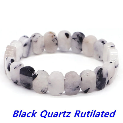 8x14mm New Natural Cut Square Beads Strand Elastic Bracelets Amethyst Healing Crystal Energy Rectangle Bangle Women Jewelry Gift