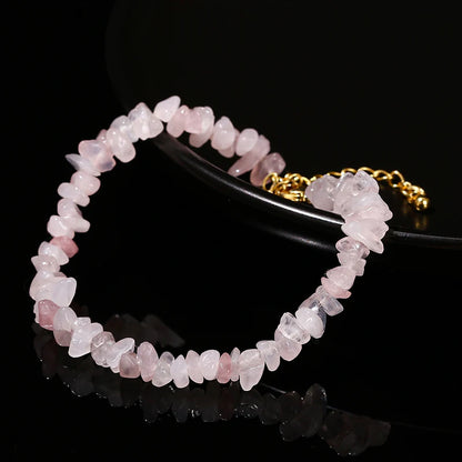 Change Better Natural Pink Quartz 3-5mm Irregualr Gravel Stone Strand Bracelet Women Trendy Chip Bead Energy Healing Jewelry