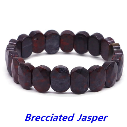8x14mm New Natural Cut Square Beads Strand Elastic Bracelets Amethyst Healing Crystal Energy Rectangle Bangle Women Jewelry Gift