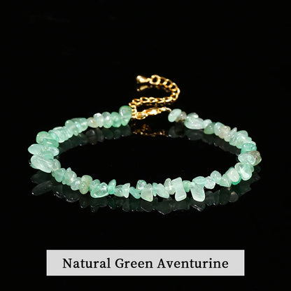 JD Natural Stone Tourmaline Amethyst Rock Quartz Crystal Stone Chip Bead Bracelet Women Healing Chakra Adjustable Chain Jewelry