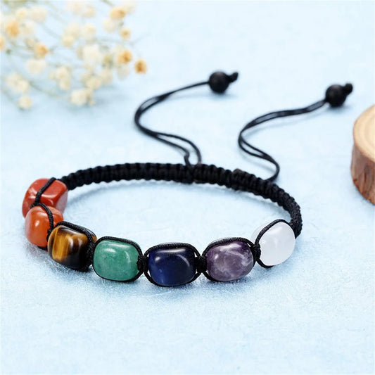 7 Chakra Bracelets Reiki Natural Stone Braided Bracelet Men Women Crystal Healing Anxiety Jewellery Adjustable Rope Accessories