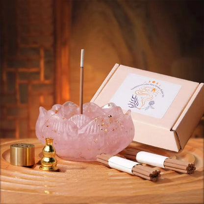 1set Natural Crystal Dropper Resin Reiki Stone Candle Base Aromatherapy  Cornucopia Healing Meditation Decoration Gift Box Set