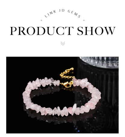 Change Better Natural Pink Quartz 3-5mm Irregualr Gravel Stone Strand Bracelet Women Trendy Chip Bead Energy Healing Jewelry