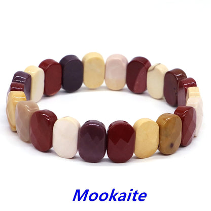 8x14mm New Natural Cut Square Beads Strand Elastic Bracelets Amethyst Healing Crystal Energy Rectangle Bangle Women Jewelry Gift