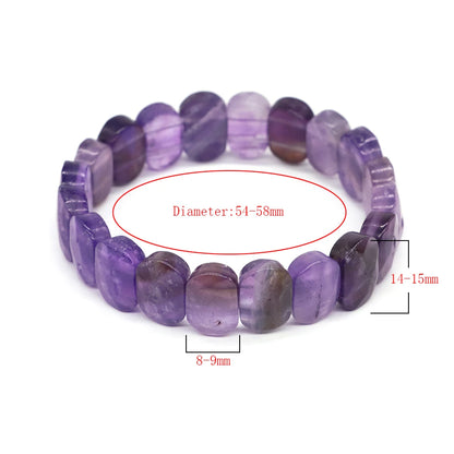 8x14mm New Natural Cut Square Beads Strand Elastic Bracelets Amethyst Healing Crystal Energy Rectangle Bangle Women Jewelry Gift