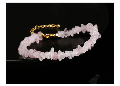 Change Better Natural Pink Quartz 3-5mm Irregualr Gravel Stone Strand Bracelet Women Trendy Chip Bead Energy Healing Jewelry