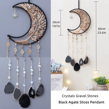 Rose Quartz Crystal Sun Catcher Natural Gem Stones Tree of Life Suncatcher Hanging Pink Crystals Dream Catchers Healing Decor
