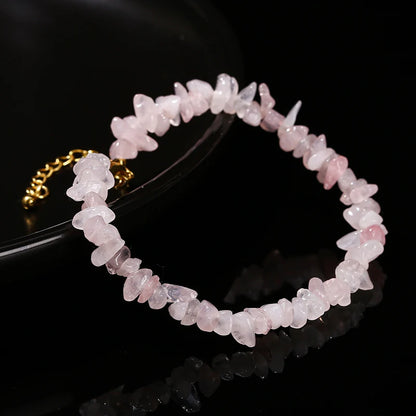 Change Better Natural Pink Quartz 3-5mm Irregualr Gravel Stone Strand Bracelet Women Trendy Chip Bead Energy Healing Jewelry