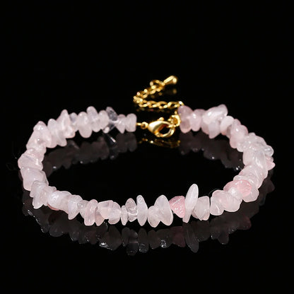 Change Better Natural Pink Quartz 3-5mm Irregualr Gravel Stone Strand Bracelet Women Trendy Chip Bead Energy Healing Jewelry