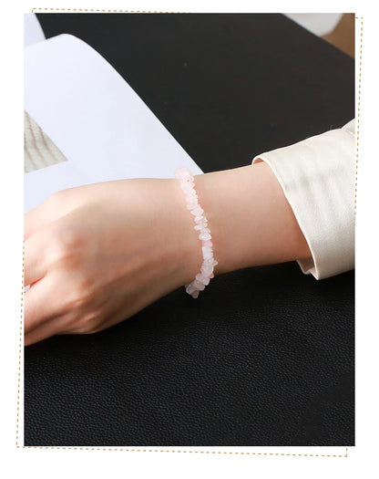 Change Better Natural Pink Quartz 3-5mm Irregualr Gravel Stone Strand Bracelet Women Trendy Chip Bead Energy Healing Jewelry