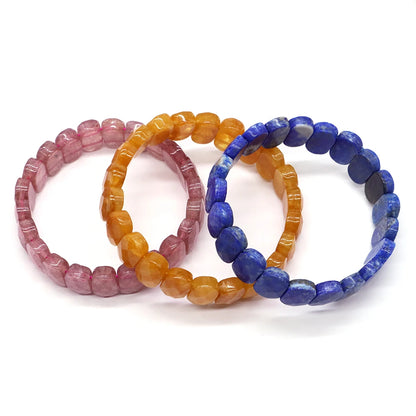 8x14mm New Natural Cut Square Beads Strand Elastic Bracelets Amethyst Healing Crystal Energy Rectangle Bangle Women Jewelry Gift