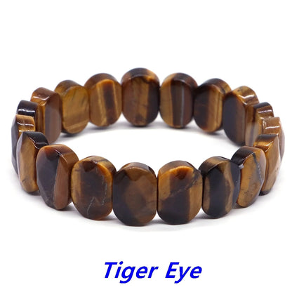 8x14mm New Natural Cut Square Beads Strand Elastic Bracelets Amethyst Healing Crystal Energy Rectangle Bangle Women Jewelry Gift