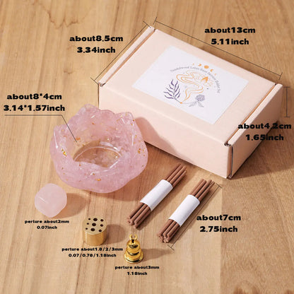 1set Natural Crystal Dropper Resin Reiki Stone Candle Base Aromatherapy  Cornucopia Healing Meditation Decoration Gift Box Set