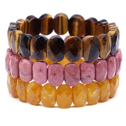8x14mm New Natural Cut Square Beads Strand Elastic Bracelets Amethyst Healing Crystal Energy Rectangle Bangle Women Jewelry Gift