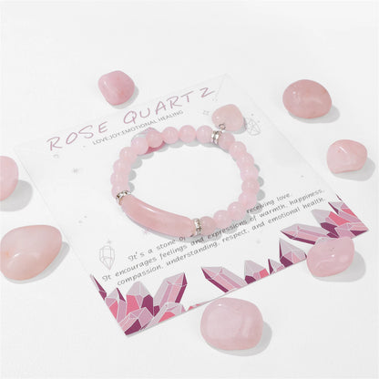 Natural Pink Rose Powder Crystal Quartz Natural Stone Stretch Bracelets Homme Purify the Soul Pulsera Jewelry Beads Lover Women