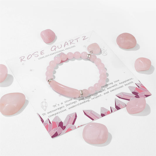 Natural Pink Rose Powder Crystal Quartz Natural Stone Stretch Bracelets Homme Purify the Soul Pulsera Jewelry Beads Lover Women