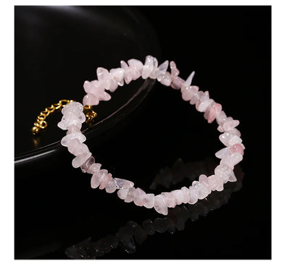 Change Better Natural Pink Quartz 3-5mm Irregualr Gravel Stone Strand Bracelet Women Trendy Chip Bead Energy Healing Jewelry