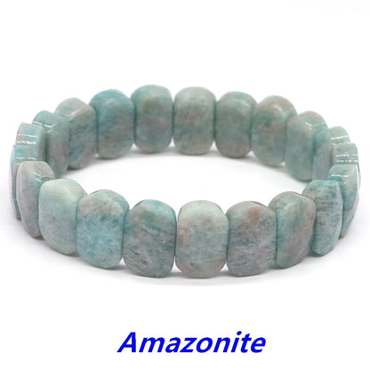 8x14mm New Natural Cut Square Beads Strand Elastic Bracelets Amethyst Healing Crystal Energy Rectangle Bangle Women Jewelry Gift