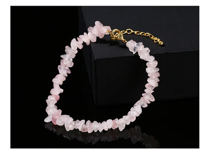 Change Better Natural Pink Quartz 3-5mm Irregualr Gravel Stone Strand Bracelet Women Trendy Chip Bead Energy Healing Jewelry