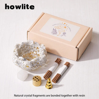 1set Natural Crystal Dropper Resin Reiki Stone Candle Base Aromatherapy  Cornucopia Healing Meditation Decoration Gift Box Set