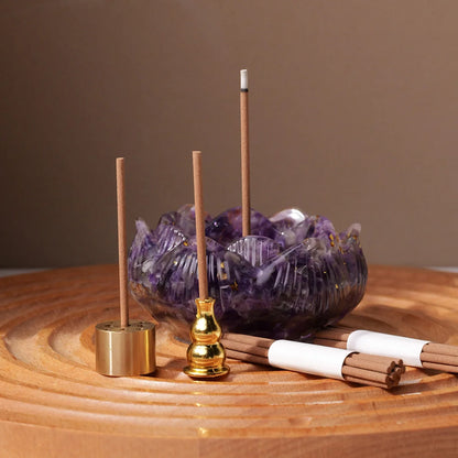 1set Natural Crystal Dropper Resin Reiki Stone Candle Base Aromatherapy  Cornucopia Healing Meditation Decoration Gift Box Set