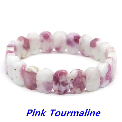 8x14mm New Natural Cut Square Beads Strand Elastic Bracelets Amethyst Healing Crystal Energy Rectangle Bangle Women Jewelry Gift