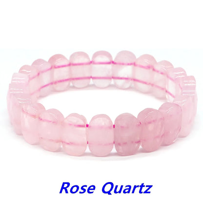 8x14mm New Natural Cut Square Beads Strand Elastic Bracelets Amethyst Healing Crystal Energy Rectangle Bangle Women Jewelry Gift