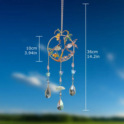 Rose Quartz Crystal Sun Catcher Natural Gem Stones Tree of Life Suncatcher Hanging Pink Crystals Dream Catchers Healing Decor