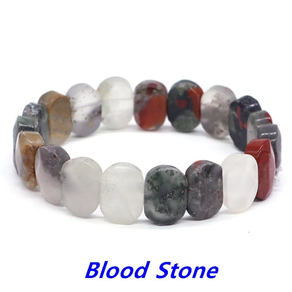 8x14mm New Natural Cut Square Beads Strand Elastic Bracelets Amethyst Healing Crystal Energy Rectangle Bangle Women Jewelry Gift