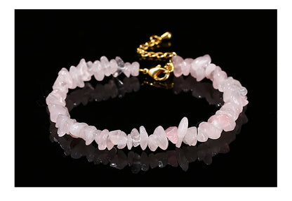 Change Better Natural Pink Quartz 3-5mm Irregualr Gravel Stone Strand Bracelet Women Trendy Chip Bead Energy Healing Jewelry