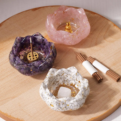 1set Natural Crystal Dropper Resin Reiki Stone Candle Base Aromatherapy  Cornucopia Healing Meditation Decoration Gift Box Set