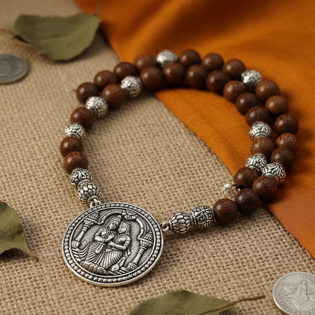 Silver Plated Radha Vallabha Tulshi Necklace